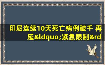 印尼连续10天死亡病例破千 再延“紧急限制”措施